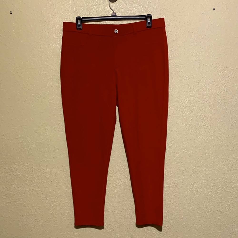 THRILL Stretch Pants 3X Red Pull on Skinny Ankle Pockets Cotton Spandex
